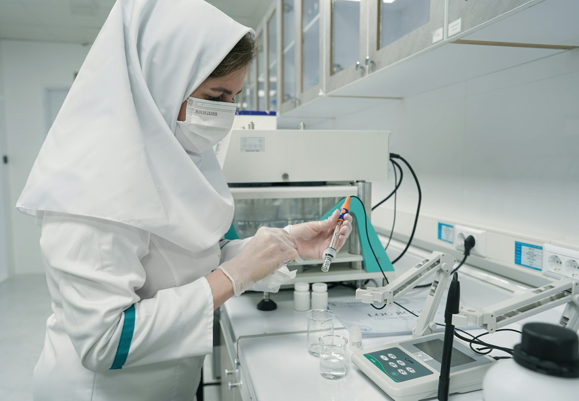 A scientist conducts research in a laboratory.
